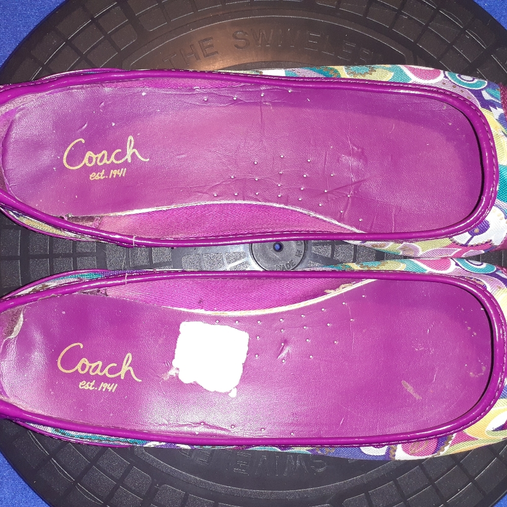 Coach Cecile Signature Cap Toe Purple Leather & Fab. Ballet Flat Shoes Sz.8B-US - Picture 6 of 9